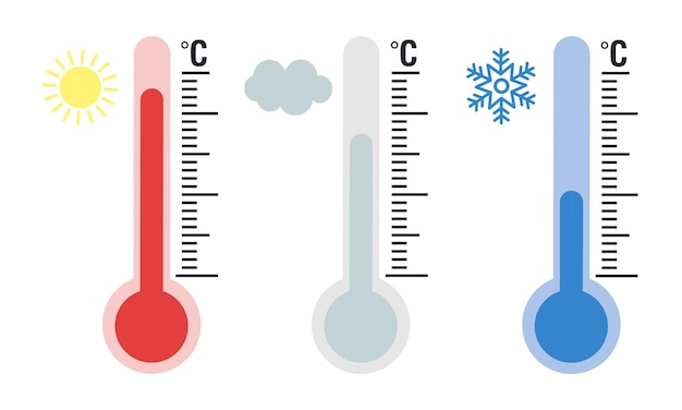 Satz von thermometern vektorillustration symbole mit unterschiedlichen temperaturstufen