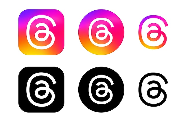 Satz von threads-app-symbolen social-media-logo die textbasierte konversations-app von instagram