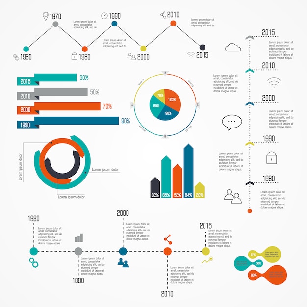 Vektor satz von timeline-infografik-design-vorlagen.