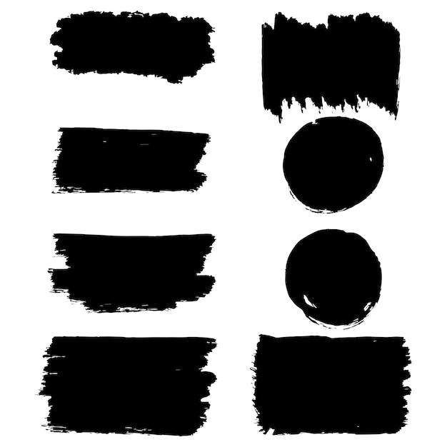 Satz von Tinte Pinselstriche Pinsel Linien schwarze Farbe grungy handgezeichnetes grafisches Element isoliert auf weißem Hintergrund Vektor-Illustration