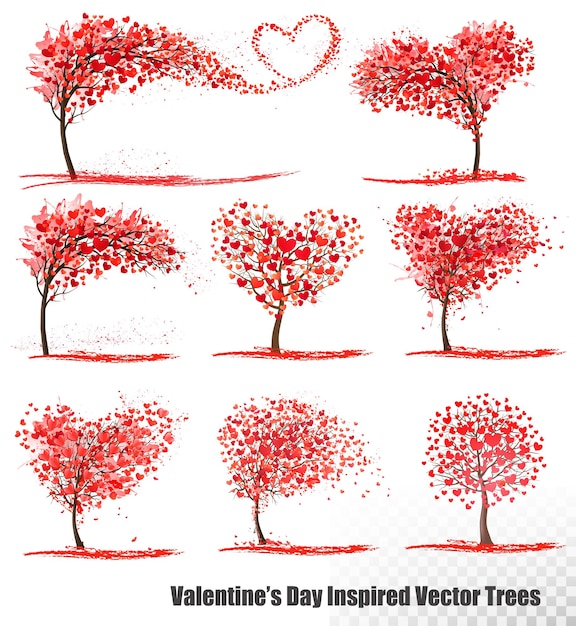Satz von valentinstag-inspirierten vektorbäumen