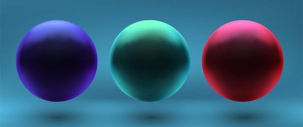 Satz von Vektor-3D-Kugeln auf einem farbigen Hintergrund