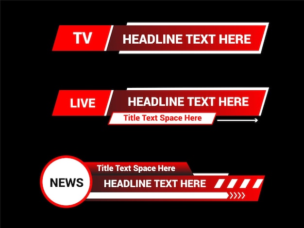 Vektor satz von vektor broadcast news lower thirds vorlage layout design banner für bar headline