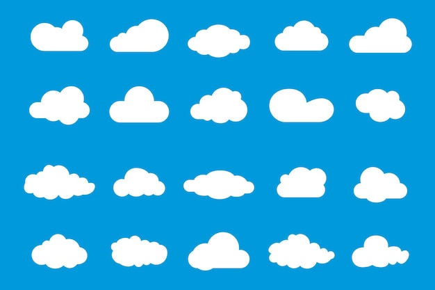 Satz von Vektor-Cloud-Symbolen. Cloud-Symbol für Ihr Website-Design, Logo, App, Benutzeroberfläche. Satz unterschiedlicher Himmel. Blue Cloud-Symbol, Wolkenform.