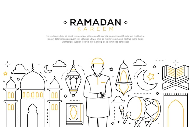 Vektor satz von vektor-doodle-elementen im zusammenhang mit ramadan kareem