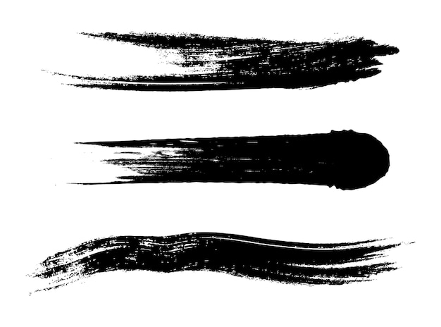 Satz von Vektor-Freihand-Pinselstrichen auf weißem Hintergrund Sammlung von schwarzen Tintenstrichen