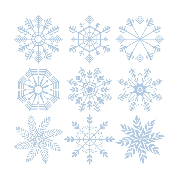 Satz von vektor-schneeflocken-schneeflocken-sammlung für design weihnachten und neujahr banner