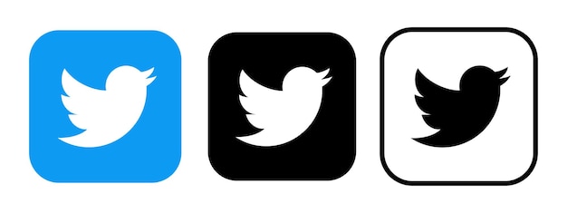 Satz von Vektor-Twitter-Symbolen für soziale Netzwerke auf transparenten Hintergrund-EPS-Bildern Editorial
