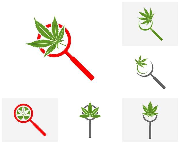 Satz von vektorvorlagen für das design des cannabis-suchlogos kreatives cannabis auf weißem hintergrund