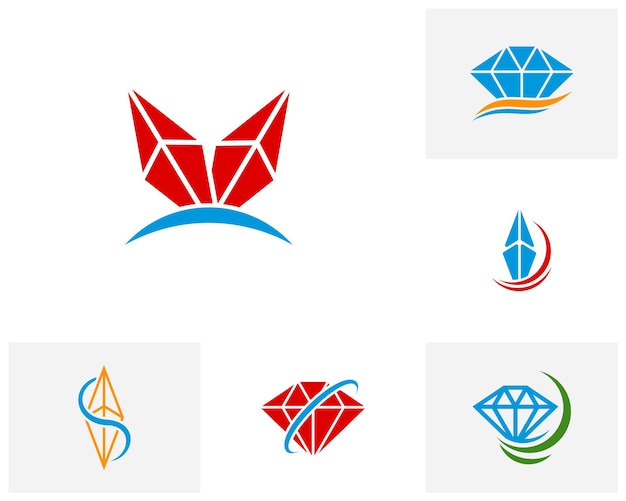 Satz von vektorvorlagen für das design des diamant-logos kreatives diamant-logo-konzept