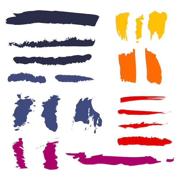Vektor satz von verschiedenen strichen farbiger farbe auf weißem hintergrund vektor-illustration