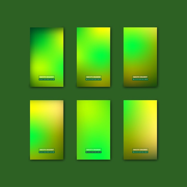 Satz von verschwommenem wald social media story hintergrund abstrakte verlaufsgitter mit hellen und dunklen farben modernes bildschirmvektordesign für mobile app grüne und gelbe verlaufsfarbe