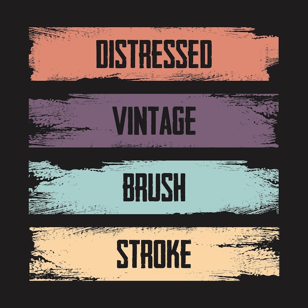 Vektor satz von vier vintage-distressed-strich-textur-bannern horizontale grunge-strich-pinsel