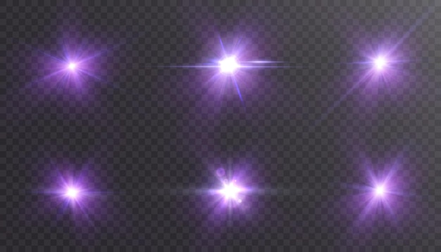 Satz von violetten lichteffekten vektor
