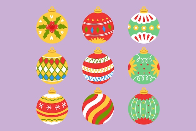 Satz von Weihnachtskugeln Vektorillustration für Weihnachtsdesignelement