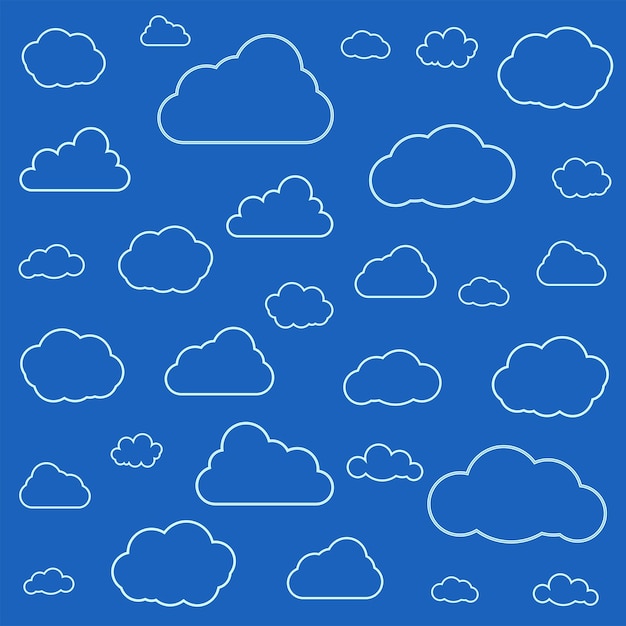 Satz von Wolken auf Himmel Hintergrund nahtlose Muster isoliert Sammlung von Wolken für Web Poster Plakat Tapete kreatives modernes Konzept Vektor-Illustration