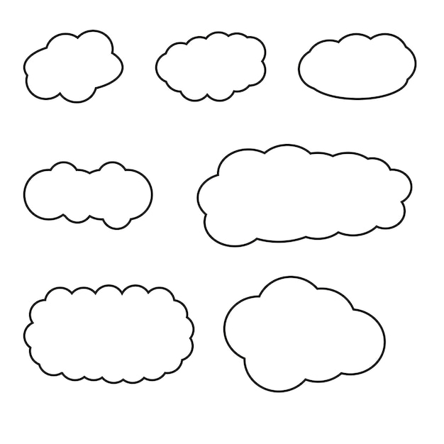 Satz von Wolken, die auf einem weißen Hintergrund isoliert werden Cloud Collection Vector Illustration