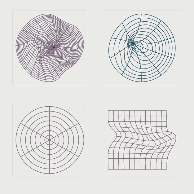 Satz von Y2K-Stilvektoren von Objekten Große Sammlung abstrakter grafischer geometrischer Symbole Flache minimalistische Symbole