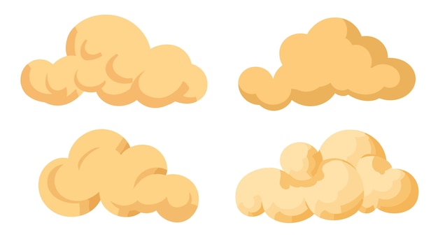Satz von Zeichentrickwolken auf weißem Hintergrund Vektorillustration im flachen Design