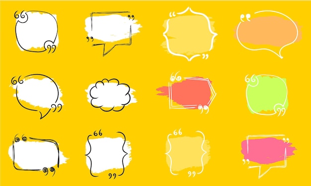 Satz von Zitat Textbox leere Zeichnung Sprechblase Ballon Textbox Banner Hand gezeichnetes flaches Design