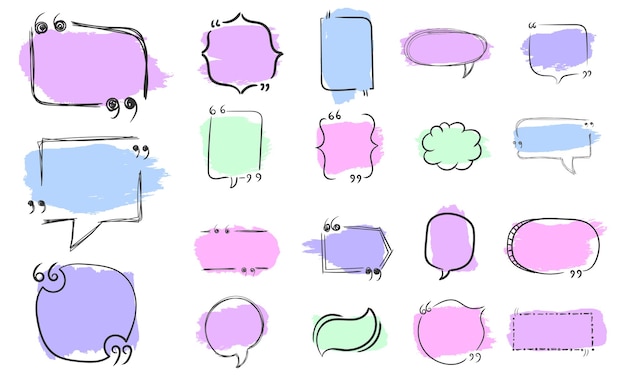 Satz von Zitat Textbox leere Zeichnung Sprechblase Ballon Textbox Banner Hand gezeichnetes flaches Design