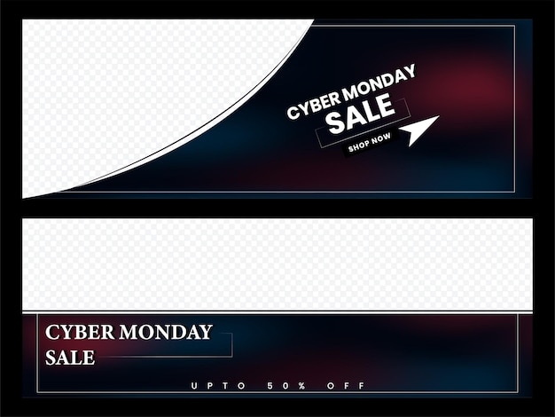 Satz von zwei cyber-monday-banner-vorlagen mit png-hintergrund vektor-illustration