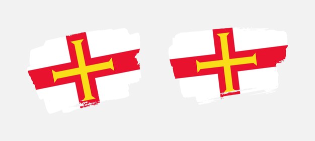 Satz von zwei handgemalten guernsey-bürstenflaggenillustrationen auf festem hintergrund