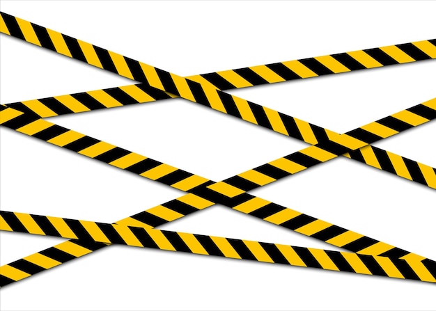 Satz Warnbänder lokalisiert auf weißem Hintergrund. Gelb mit schwarzer Polizeilinie und Gefahrenband. Vektor-Illustration.