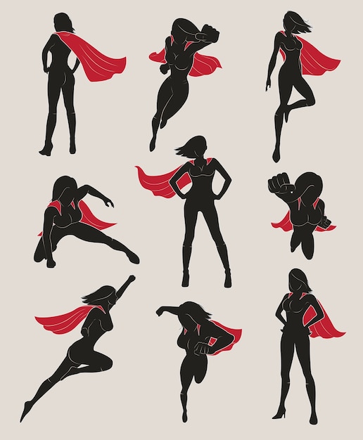 Vektor satz weiblicher superheld