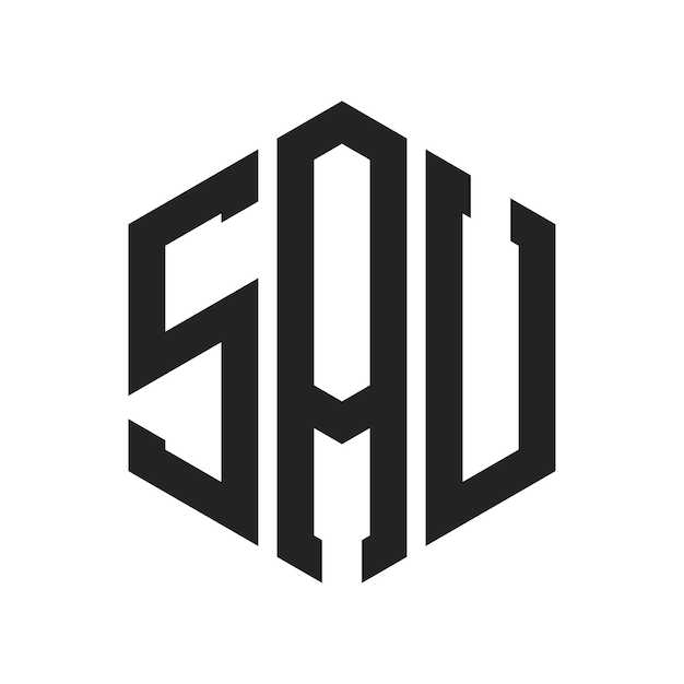 SAU-Logo-Design Anfangsbuchstaben SAU-Monogramm-Logo in sechseckiger Form