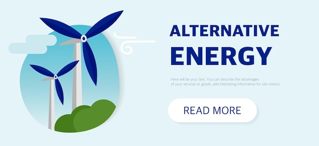 Saubere alternative Energie aus erneuerbaren Sonnen- und Windquellen Windkraftanlagen und Sonnenkollektoren