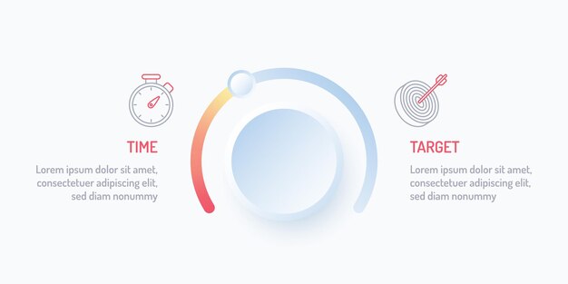 Vektor saubere, moderne infografik-idee für finanzzeitziel und -ziel