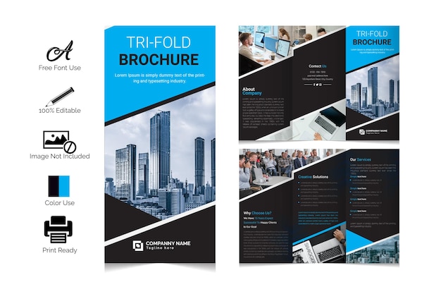 Sauberer und minimaler business-trifold-broschüren-design-premium-vektor