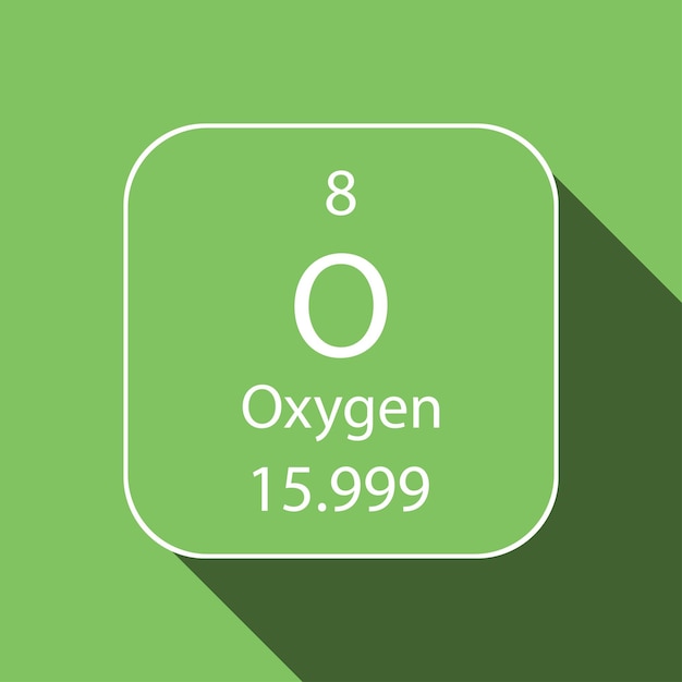 Sauerstoffsymbol mit langem Schattendesign Chemisches Element des Periodensystems Vektorillustration
