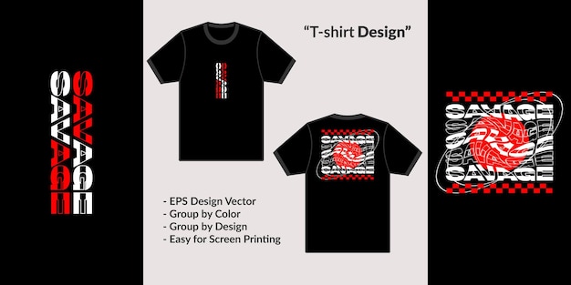 Savage Letter Japanese Streetwear Theme Design Vector Style für T-Shirt Hoodie Merchandise