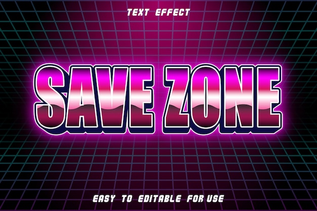 Save zone editierbarer texteffekt emboss retro style