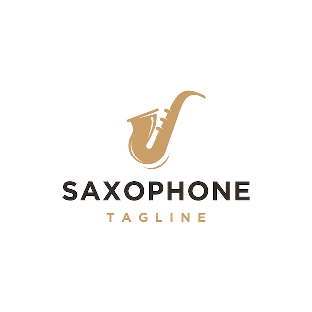 Saxophon-Musik-Logo-Design-Vorlage