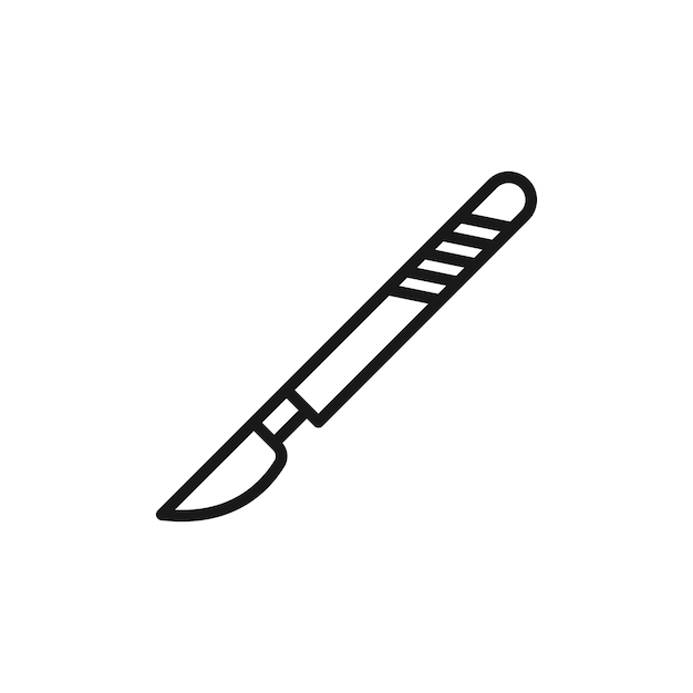 Scalpel-Linien-Symbol isoliert auf weißem Hintergrund