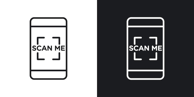 Scan Me Icon Set QR-Code und Digital Arrow Vector-Symbol in einem schwarz gefüllten und umrissenen Stil Quick Access Sign