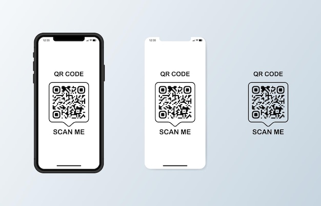 Vektor scannen sie den qr-code. flache schwarze qrcode-mockup-vektorillustration