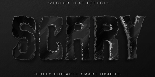 Scary Black Silver Vector Vollständig bearbeitbares Smart Object Text-Effekt