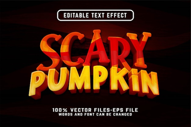 Scary pumpkin 3d cartoon texteffekt premium-vektoren