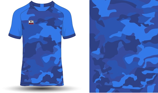 Schablonen-t-shirt sportdesign, fußball-trikot-mockup für fußballverein camo