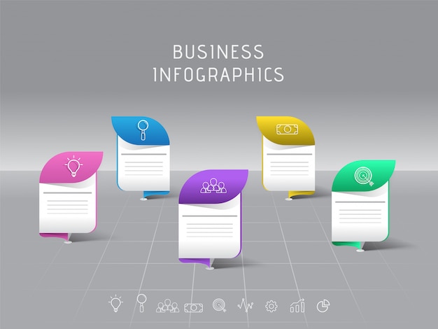 Schablonendesign des geschäfts 3d infographic mit fünf schritten