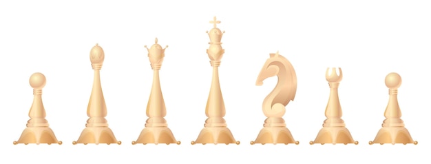 Schachfiguren eingestellt. König, Dame, Läufer, Ritter oder Pferd, Turm und Bauer