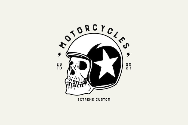 Vektor schädel im logo-design des motorradhelms