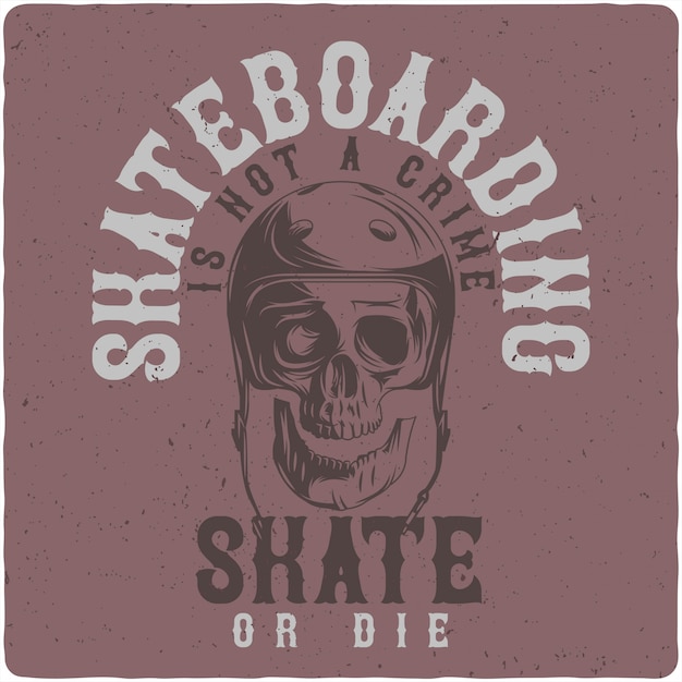 Schädel im skateboardhelm