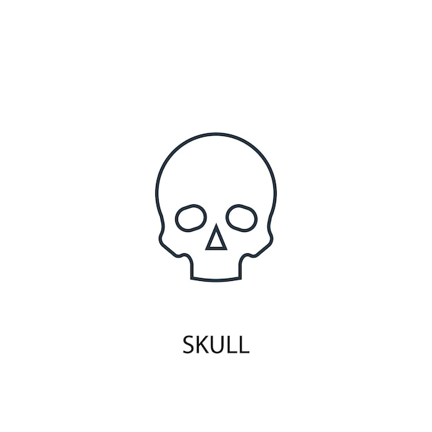 Schädel Konzept Symbol Leitung. Einfache Elementabbildung. Schädel-Konzept-Umriss-Symbol-Design. Kann für Web- und mobile UI/UX verwendet werden