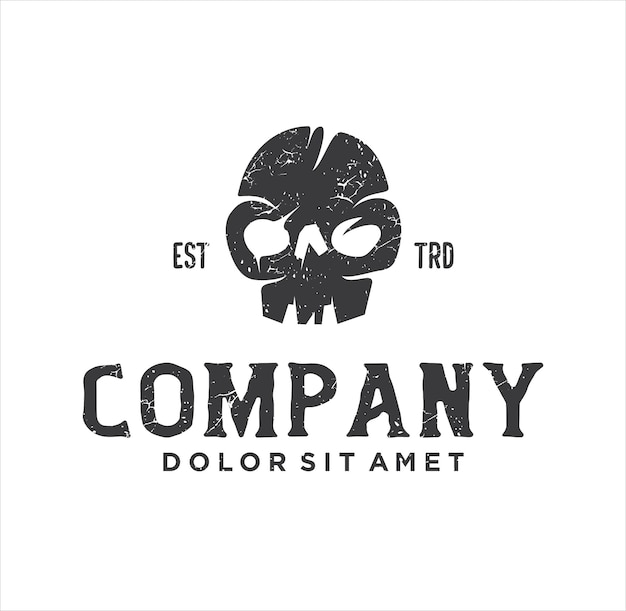 Schädel-Logo-Design-Vorlage Vektor-Illustration schwarze Silhouette Etikettenabzeichen