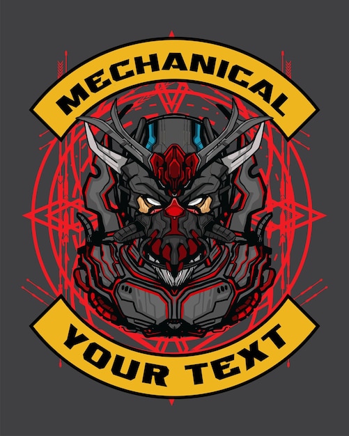 Schädel mecha konzept für t-shirt und nft illustration